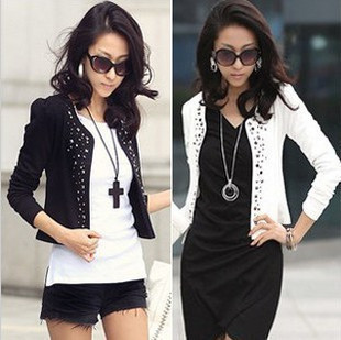 Free Shipping 2012 spring and summer women's plus size rivet OL outfit outerwear slim long-sleeve suit rhinestones blazer LDX