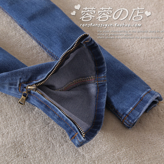 Free Shipping 2012 spring cat water wash tights zippered jeans female skinny pants