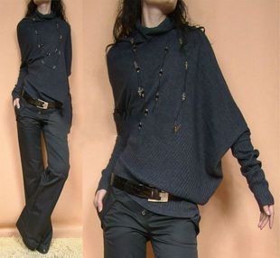 Free  shipping, 2012 spring loose batwing shirt heap turtleneck plus size long-sleeve sweater loose female