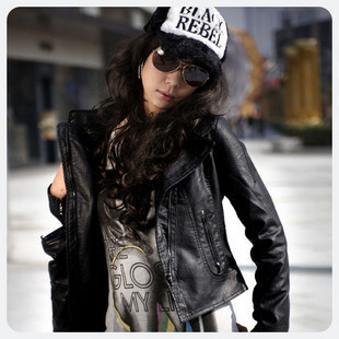 Free shipping 2012 spring new arrival givlie princess black soft leather short design