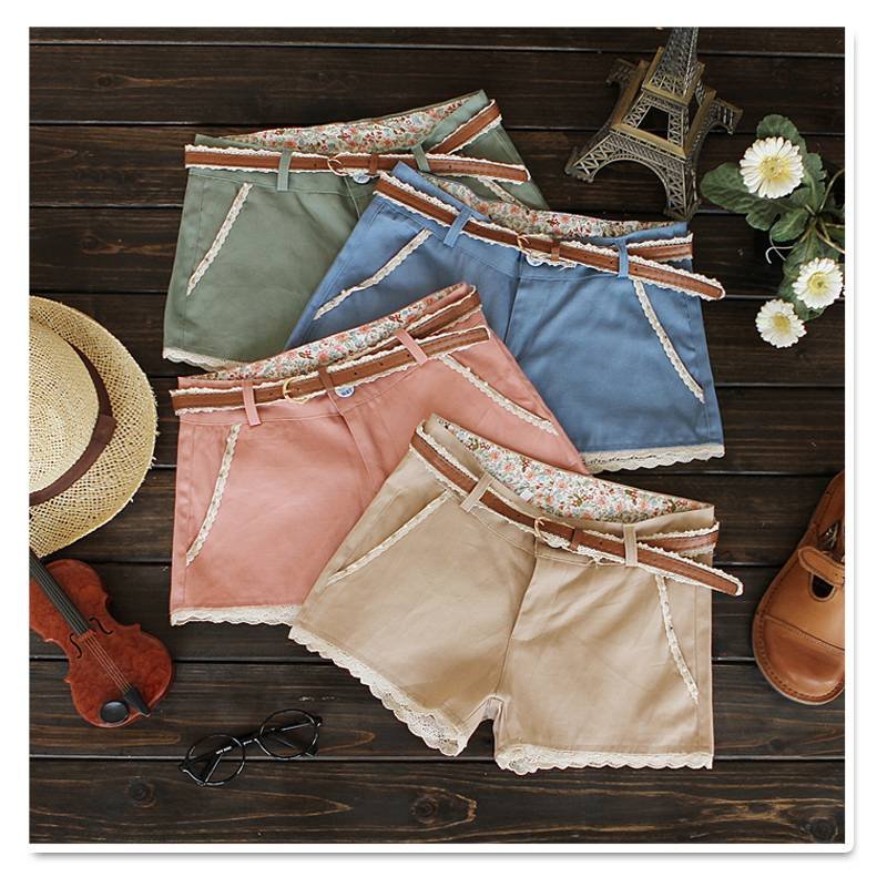 Free Shipping!2012 spring summer new Women Korean slim allmatch shorts simple fashion hot pants with the belt Four colors