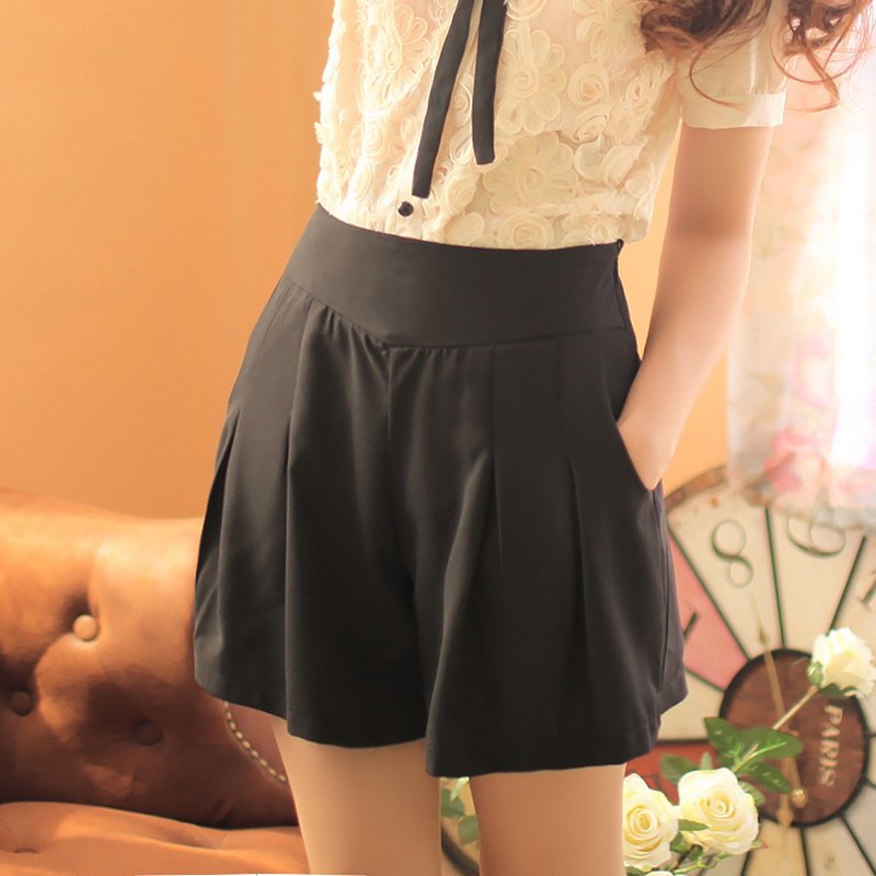 FREE SHIPPING 2012 spring women's high waist black shorts culottes basic summer msk098