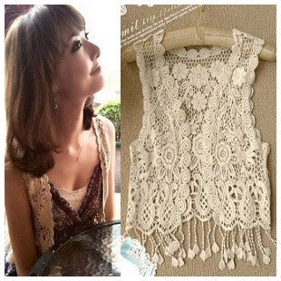 FREE SHIPPING 2012 summer bohemia gentlewomen full lace cutout handmade crochet vest