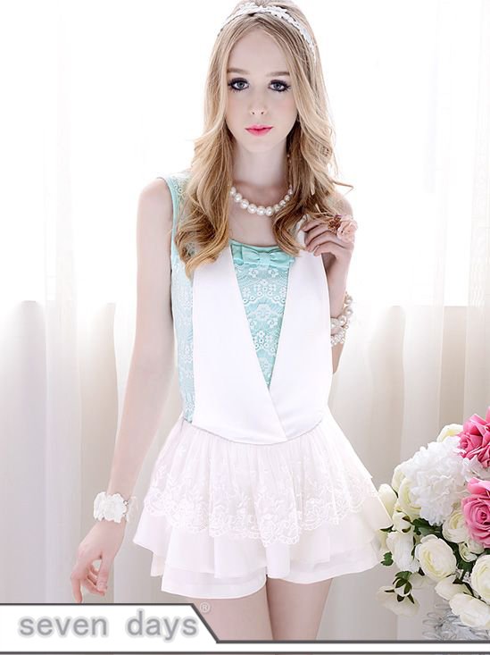 Free Shipping 2012 Summer New Stylish Lovely Woman Pure Color Lacework Low Waist Overalls Jumpsuits NL072407WI