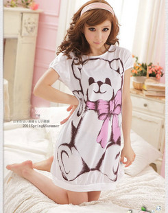 Free shipping 2012 summer nightgown female 100% cotton short-sleeve princess royal dress lovely nightgown