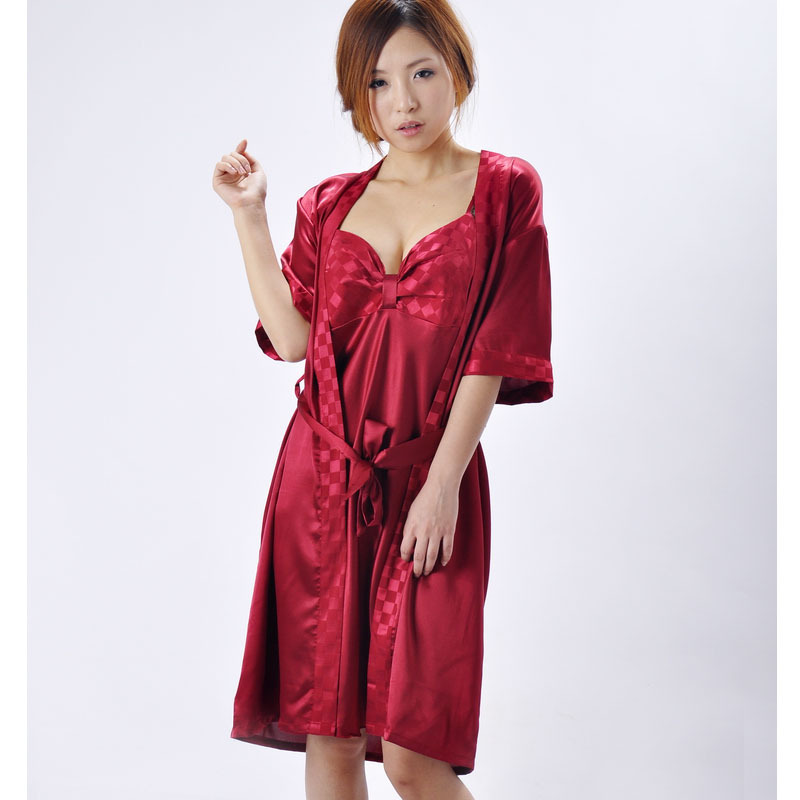 free shipping 2012 summer sexy spaghetti strap nightgown twinset robe set sleepwear female