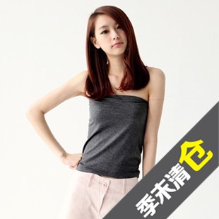 free shipping 2012 summer solid color cotton 100% basic tube top all-match anti emptied underwear long design tube top 0305