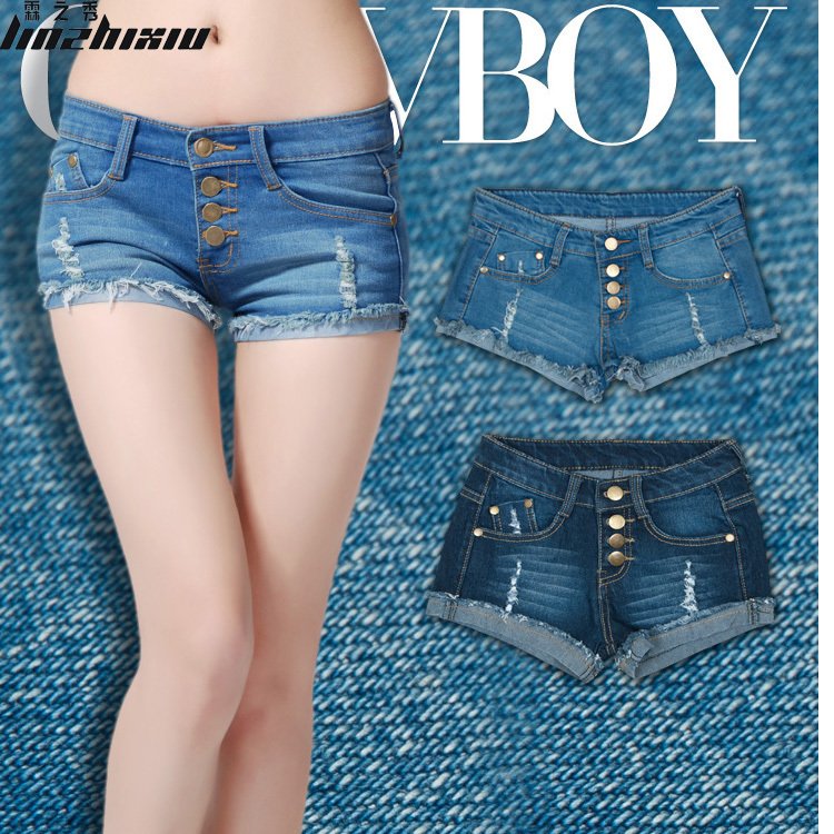 Free shipping! 2012 summer women's 503 fashion 4 buckle elastic denim shorts