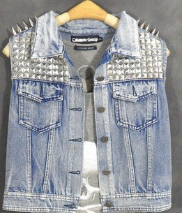 Free shipping 2012 Super Cool Rivet Punk  Antique Cowboy vest /  denim vest/ Short jacket