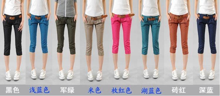 Free shipping 2012 the new products, fashion leisure women's jeans / 7 minutes of pants/woman trousers, candy colors