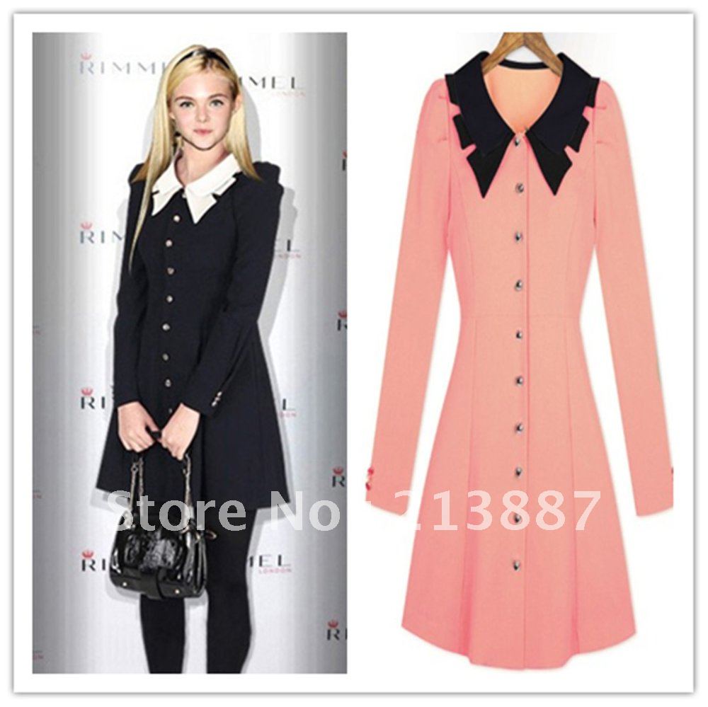 Free shipping 2012  The Perfect Slim collision color doll collar coat  Pink , Navy