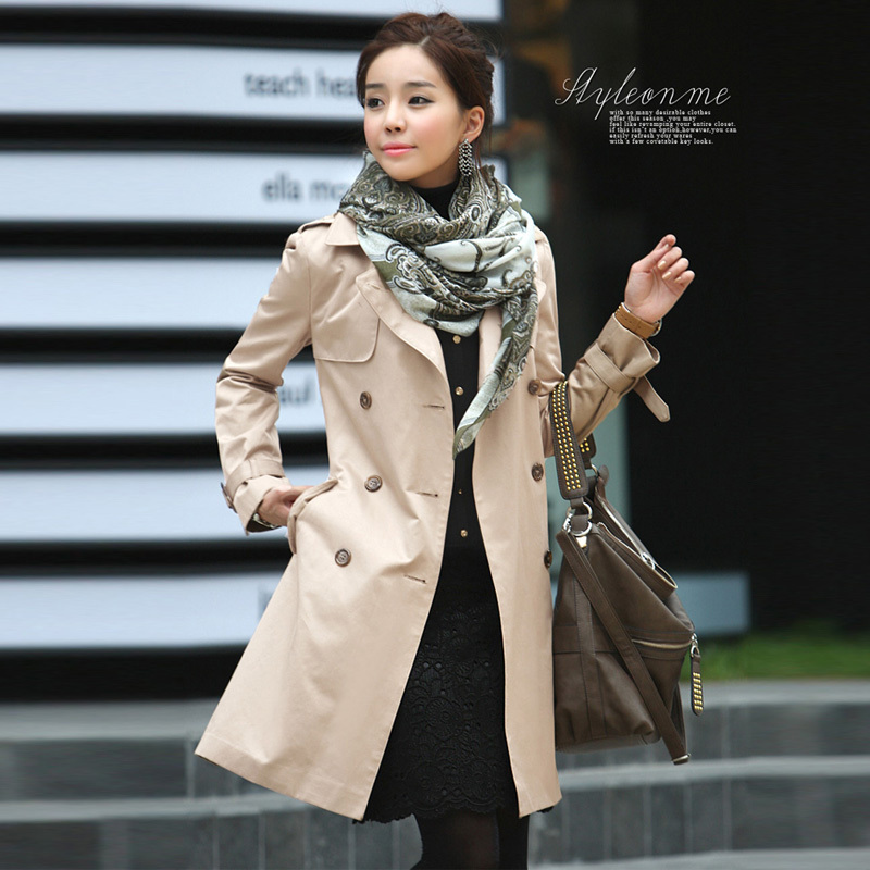 Free Shipping 2012 trench women's autumn winter outerwear long design slim double breasted women's trench female D92