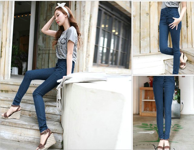 Free shipping 2012 trousers elastic cultivate one's morality show thin tall waist pencil pants female jeans feet pants woman