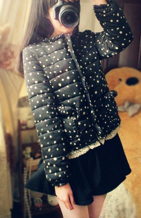 Free shipping 2012 vintage lace female vintage polka dot aozi outerwear