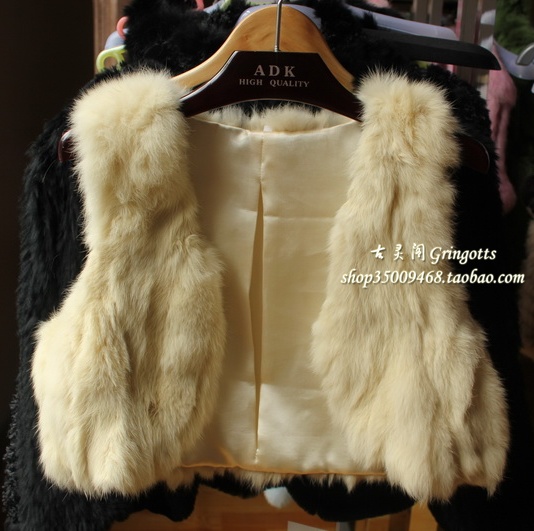 FREE SHIPPING! 2012 vivi rabbit fur vest fur vest slim vest short design Women meters