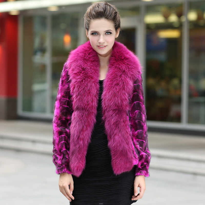 free shipping 2012 wholesale women's marten overcoat mink fight mink fox fur coat overcoat douhua