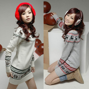 Free Shipping,2012 winter autumn Hot Sell Women Sweater, Long Loose cotton Sweater / Pullover For Women,2 Colors,Free Size