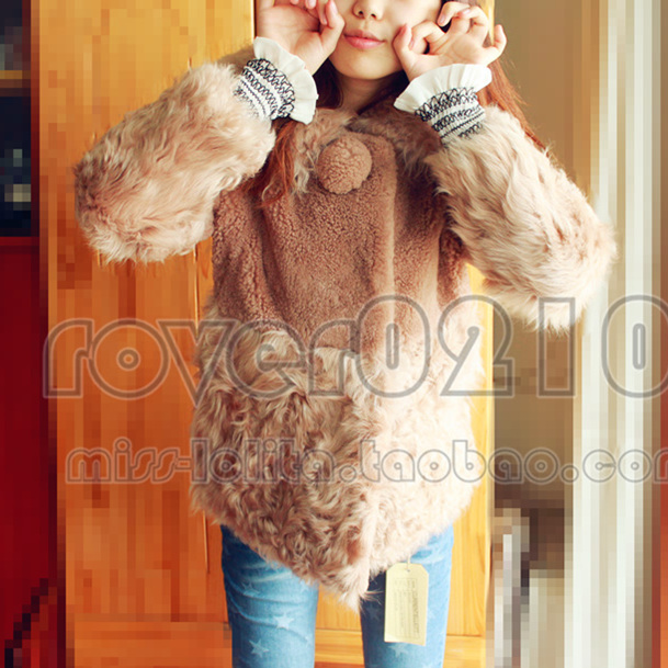 free shipping 2012 winter berber fleece fur one piece medium-long outerwear overcoat women's ladies