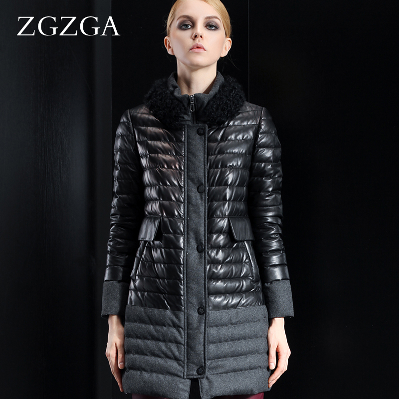 free shipping  2012 winter berber fleece stand collar sheepskin down female medium-long genuine leather clothing outerwear