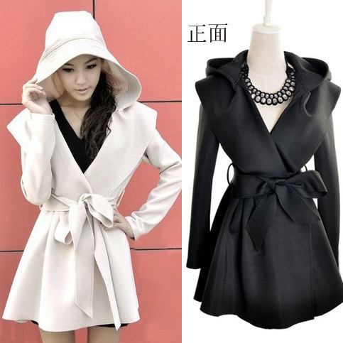 Free Shipping 2012 winter elegant slim fashionable casual hooded lacing women's outerwear b195 LDX