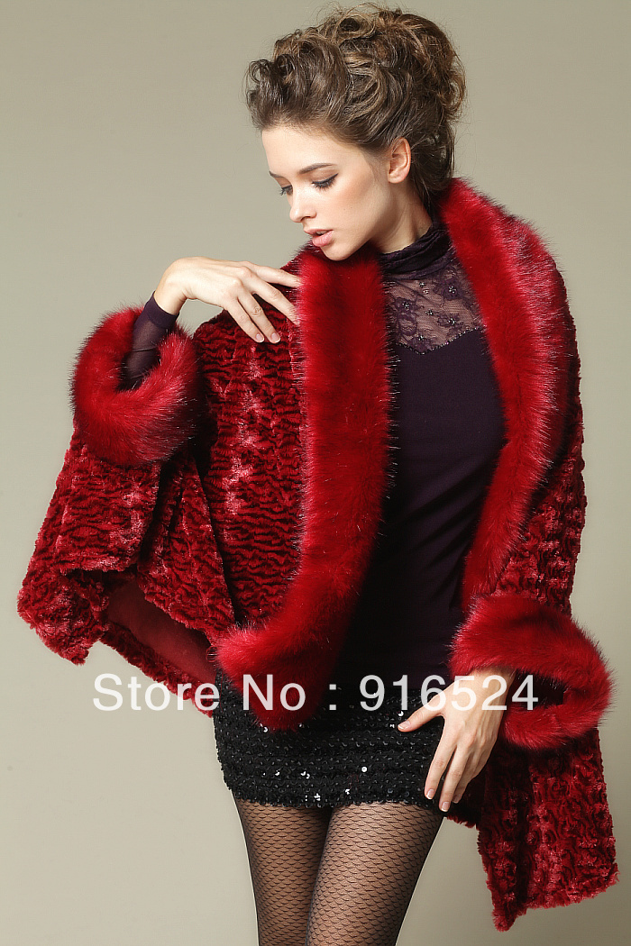 Free Shipping +2012 Winter Imitation Leather Imitation Mink Nap Rabbit Hair Brought The Cloak Loose Cape Coat