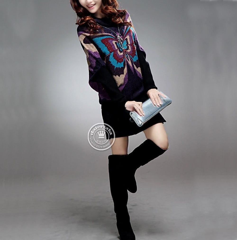 free shipping 2012 winter loose plus size medium-long women's sweater