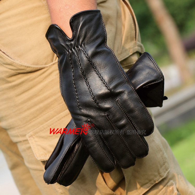 free shipping 2012 winter male Suede genuine leather glove 1pair/lot #2 color