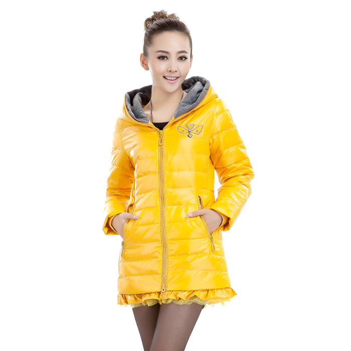 Free shipping 2012 winter new arrival down coat female medium-long sweet fashion slim warmm jiacket