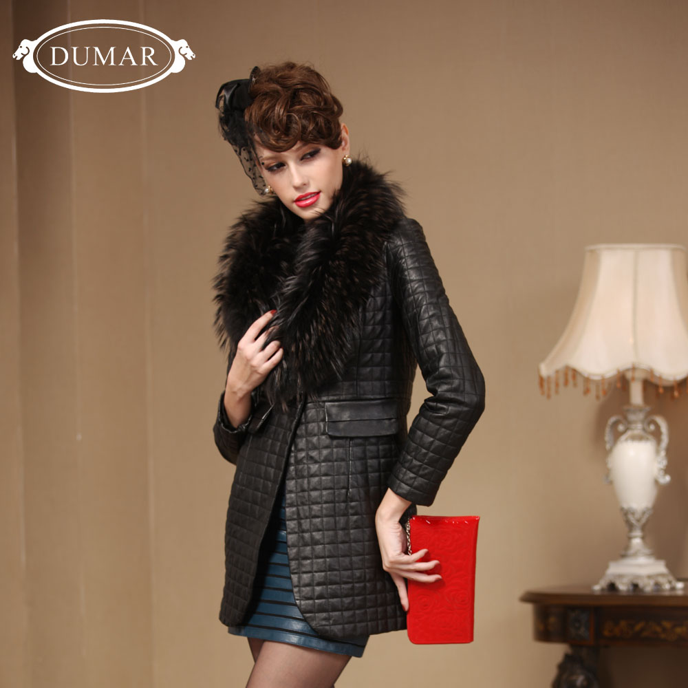 free shipping 2012 winter sheepskin the disassemblability fur collar slim genuine leather medium-long outerwear 0569