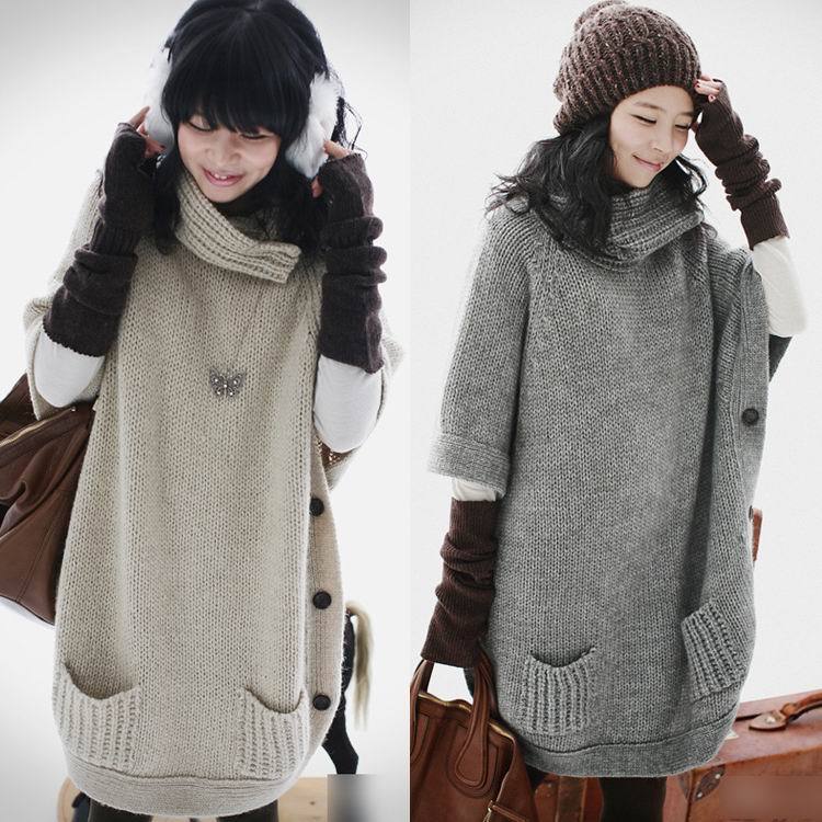 Free shipping 2012 winter women's autumn loose vintage turtleneck women's sweater outerwear 083