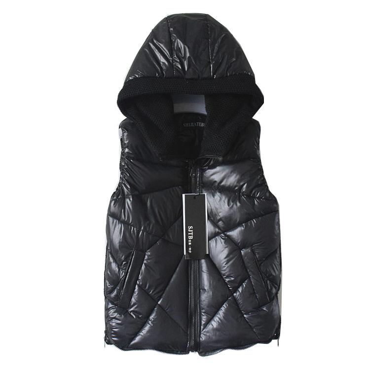 Free shipping 2012 with a hood vest all-match slim cotton-padded coat vest knitted patchwork fashion cotton vest