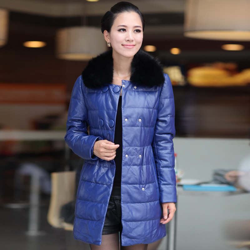 Free shipping 2012 women coat 2012 sheepskin double breasted fox fur down genuine leather clothes  k903