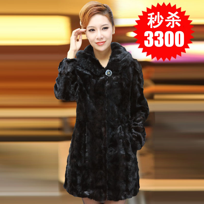 Free shipping 2012 women coat  big fur coat fur collar marten overcoat fight mink outerwear b700