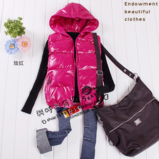 Free Shipping 2012 Women Fashion Cotton Padded Down Jackets Vest  Ladies Hoodied Winter Warm Parka Waterproof Outwear 8colors