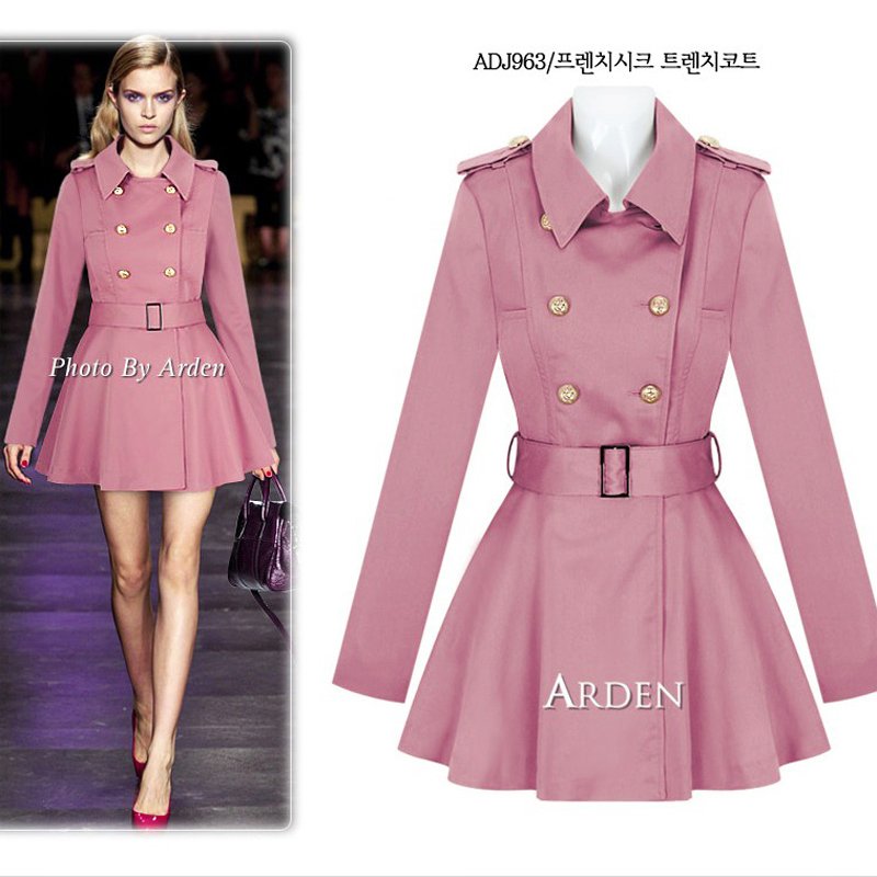 Free Shipping 2012 Women High quality british style autumn slim double breasted medium-long trench wind coat outwear