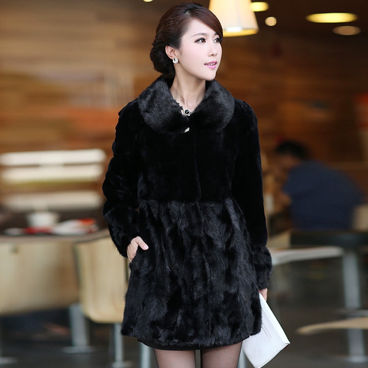 free shipping 2012 Women rex rabbit velvet mink fight mink long design women's fight mink fur coat yst5988