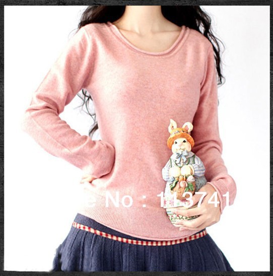 Free shipping /2012 women's cashmere fashion sweater  women fashion sweater/outwear clothing/4 colours/ round neck