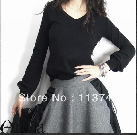 Free shipping /2012 women's cashmere fashion sweater  women fashion sweater/outwear clothing/4 colours/ V- neck