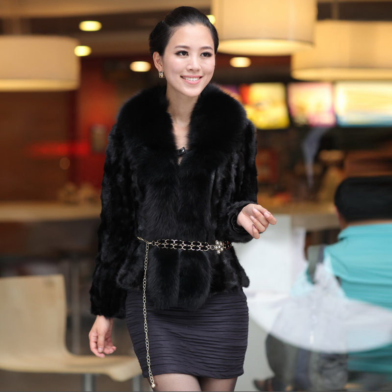 free shipping 2012 women's down coat 9.25 large mink fight mink fur coat large fox fur  slim k949 women down jacket