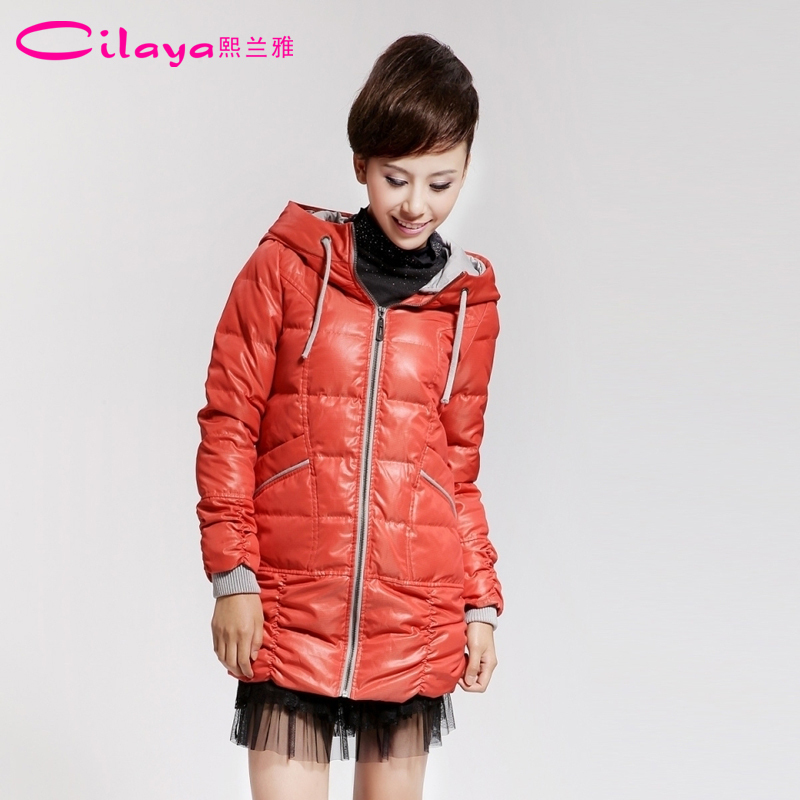 free shipping 2012 women's down coat Color block yarn rib knitting cuff pocket long design   11733 fashion down jacket