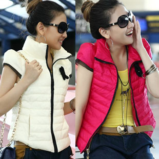 Free shipping 2012 women's fashion short design cotton vest  outerwear