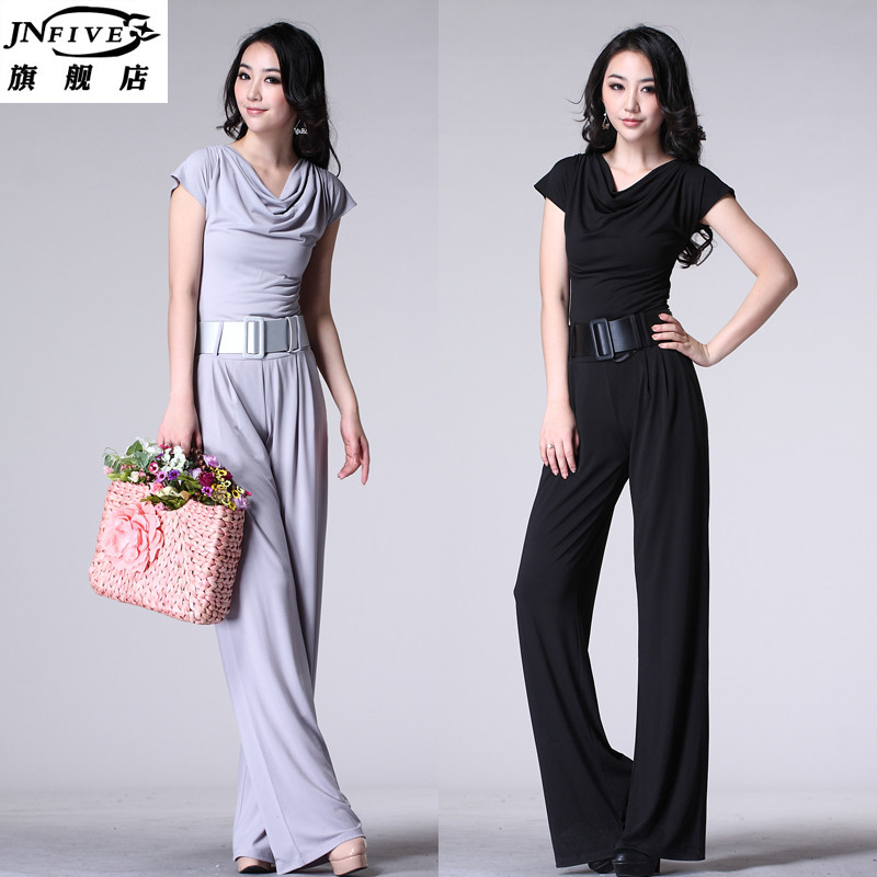 Free Shipping 2012 Women's Fashion Summer Short-sleeve Jumpsuit Pant + Shirt Ruffle Collar DX9259