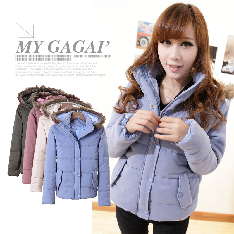 Free shipping 2012 women's fashion thermal long-sleeve caps slim thickening cotton-padded jacket wadded jacket outerwear a75