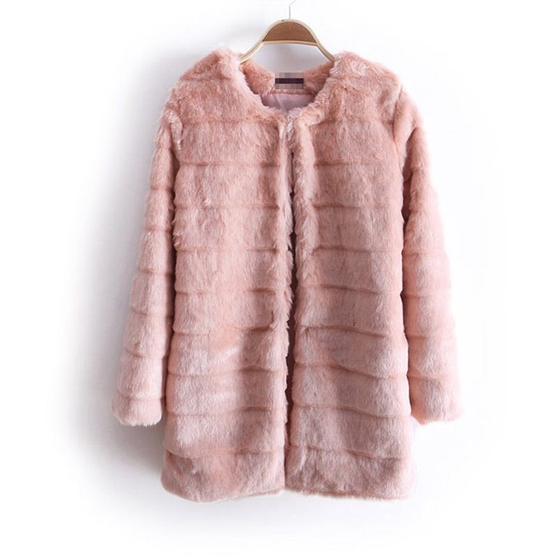 free shipping 2012 women's faux long-sleeve o-neck medium-long wool overcoat fur coat