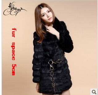 Free shipping !! 2012 women's faux rabbit fur fox fur wool medium-long overcoat plus fur coat WHITE/BLACK size:S/M/L/XL/XXXL