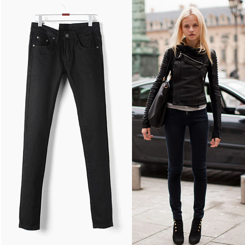 Free shipping, 2012 women's jeans female skinny pants pencil pants denim trousers black brief