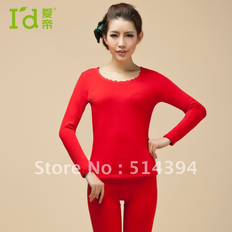 Free Shipping! 2012 women's lace o-neck Thermal underwear set