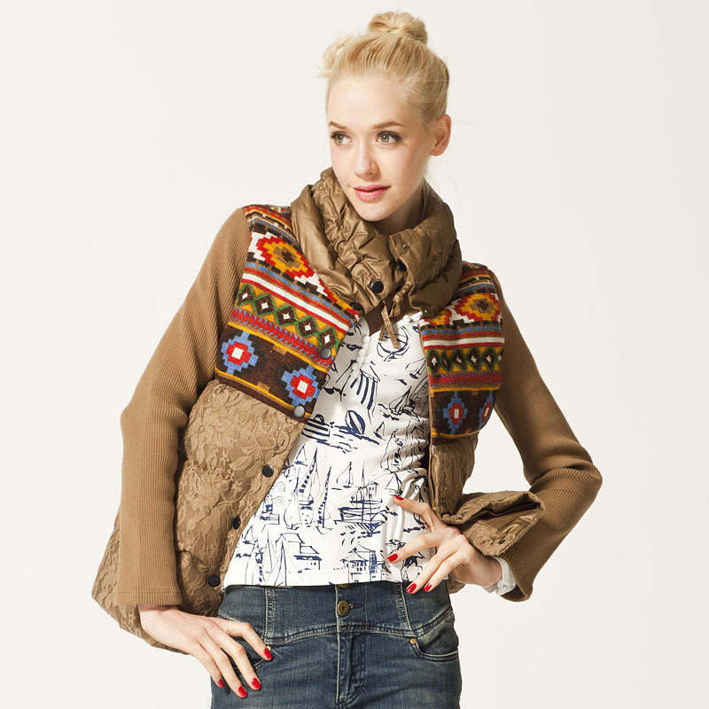 Free shipping 2012 women's new arrival winter thickening coffee women's colored drawing thermal wadded jacket outerwear