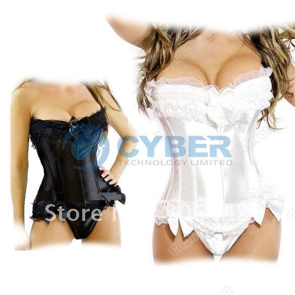 Free Shipping 2012  Women's New Sexy Boned Lace Up Corset Lingerie Bustier Underwear G-String