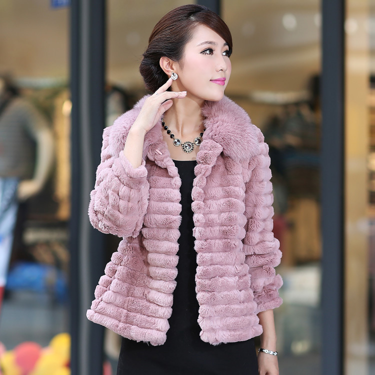 free shipping 2012 women's rex rabbit hair fox fur overcoat 1317